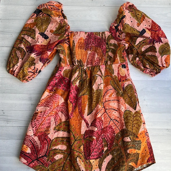 Kourt Robbie Dress Multi Palm Print L - Picture 7 of 16